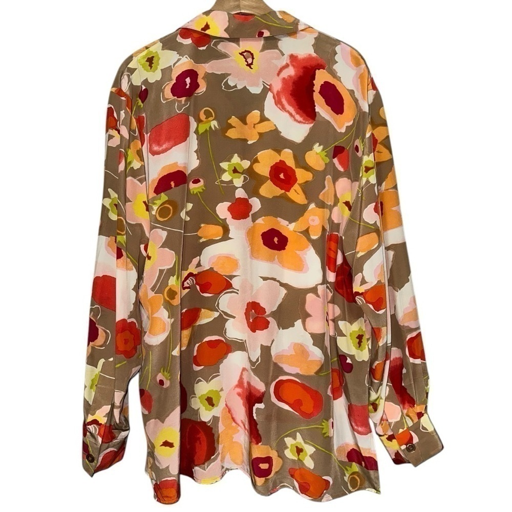 Diane Von Furstenberg Vintage Women’s Size L Retro Floral Silk Button Down Shirt - Picture 4 of 7